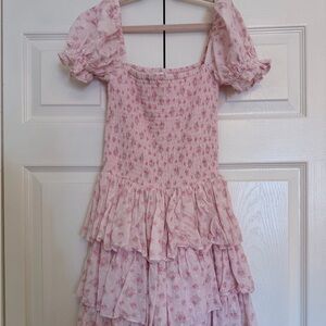 Altar'd State Pink Floral Ruffle Dress